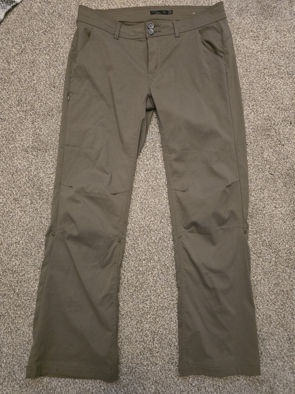 Women's PRANA Halle Pant II Olive Green Trail/Hiking Pants Size 14